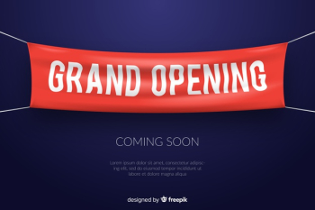 Grand opening banner in realistic style Free Vector Grand opening banner in realistic style Free Vector