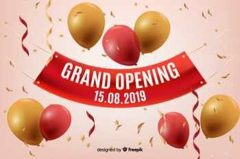Grand opening banner in realistic style Free Vector Grand opening banner in realistic style Free Vector