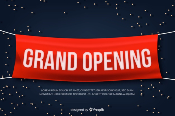 Grand opening banner in realistic style Free Vector Grand opening banner in realistic style Free Vector