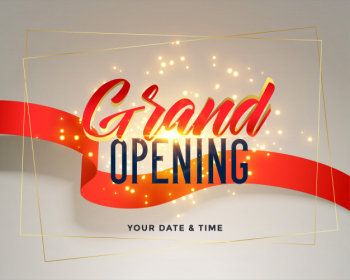 Grand opening celebration flyer greeting Free Vector