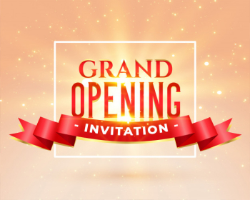 Grand opening party invitation card Free Vector