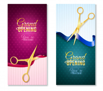 Grand opening vertical banners set Grand opening vertical banners set
