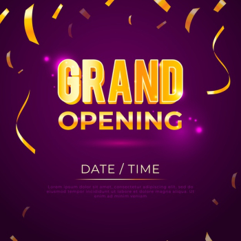 Grand opening with golden confetti Free Vector Grand opening with golden confetti Free Vector
