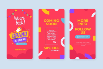 Grand re-opening instagram stories template Free Vector Grand re-opening instagram stories template Free Vector