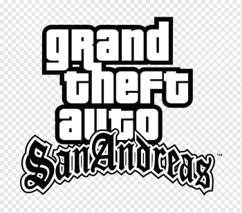 Grand Theft Auto San Andreas, Grand Theft Auto: San Andreas Grand Theft Auto V Grand Theft Auto: Vice City Grand Theft Auto III Grand Theft Auto: Liberty City Stories, GTA San Andreas, white, text, logo png