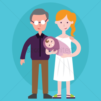 Grandfather and mother holding a baby Grandfather and mother holding a baby