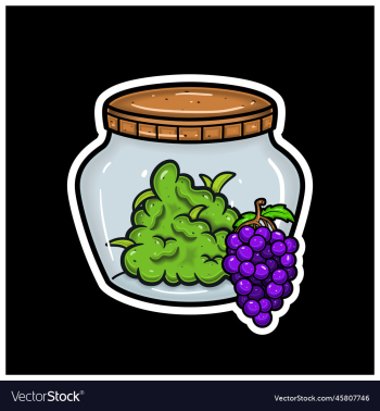 grape fruit flavor with cartoon mascot of weed