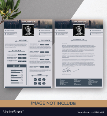 Graphic and web designer two page resume template vector image Graphic and web designer two page resume template vector image