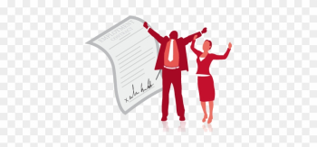 Graphic Depicts An Employment Contract With Two People - Contract Signed Graphic Depicts An Employment Contract With Two People - Contract Signed