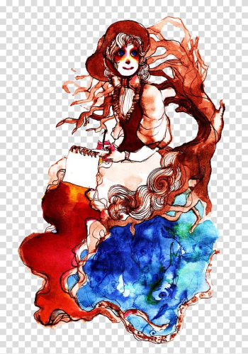 Graphic design Watercolor painting Long hair Illustration, Watercolor long hair beautiful illustrator transparent background PNG clipart