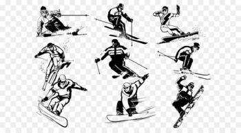 Graphic design Winter sport Snowboarding Illustration - Skiing Silhouette 