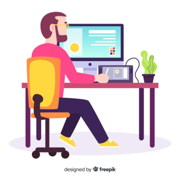 Graphic designer workplace Free Vector Graphic designer workplace Free Vector