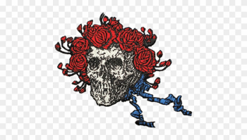 Grateful Dead Skull &amp; Roses Shaped Standard Woven Patch - Skull And Roses Grateful Dead
