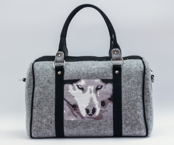 Gray and Black Wolf Graphic Handbag