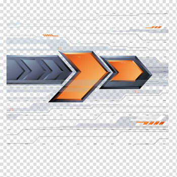 Gray and orange arrow illustration, Arrow Euclidean Yellow, Technology banner background transparent background PNG clipart