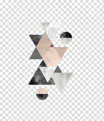 Gray and pink geometric triangle illustration, Minimalism Abstract art Poster Watercolor painting Geometry, design transparent background PNG clipart