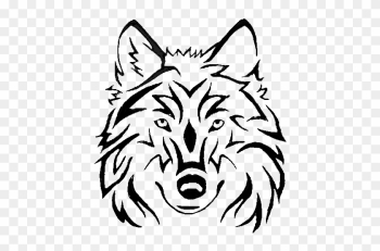 Gray Art Clip Trace - Black And White Clipart Tribal Wolf