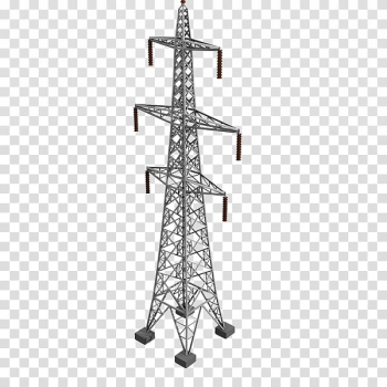 Gray electricity tower illustration, Transmission tower Electricity Electric power transmission Utility pole Overhead power line, electric tower transparent background PNG clipart