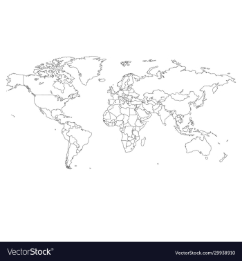 gray map world with countries borders