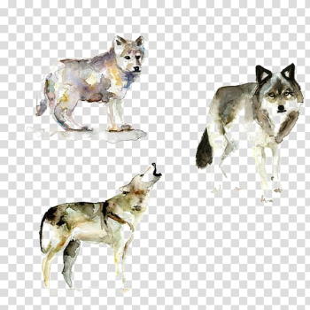 Gray wolf Watercolor painting Printmaking, Wolf transparent background PNG clipart