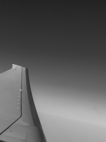 Grayscale Photo of Airliner Wing Grayscale Photo of Airliner Wing