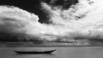 Grayscale Photo of Black Boat Grayscale Photo of Black Boat