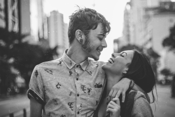 Grayscale Photo of Happy Couple Grayscale Photo of Happy Couple