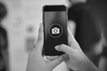 Grayscale Photography of Iphone Displaying Camera Grayscale Photography of Iphone Displaying Camera