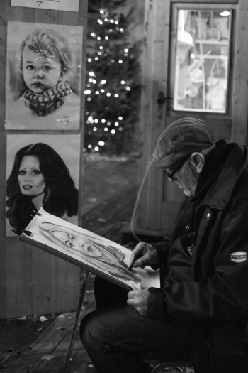 Grayscale Photography of Man Painting of Woman Sketch Grayscale Photography of Man Painting of Woman Sketch