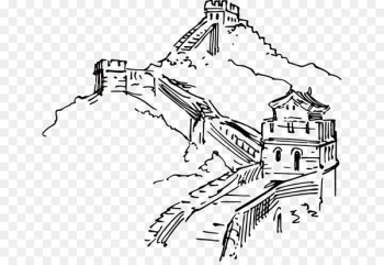 Great Wall of China Ink wash painting Illustration - China Great Wall painted artwork 