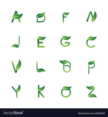 green alphabet letter initials set logo green alphabet letter initials set logo