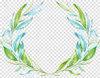 Green and blue plants frame, Watercolor: Flowers Watercolor painting, Plant border transparent background PNG clipart