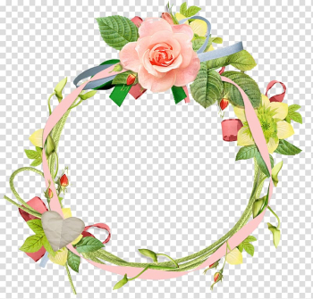 Green and pink floral wreath, Frames Flower , FLORAL CIRCLE transparent background PNG clipart