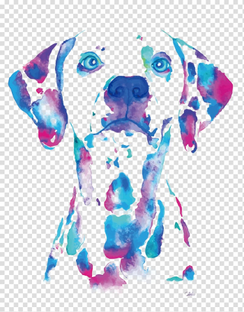 Green and red dog illustration, Dalmatian dog Watercolor painting Portrait, watercolor dotted dog transparent background PNG clipart