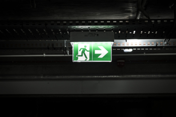 Green and White Exit Way Sign Green and White Exit Way Sign