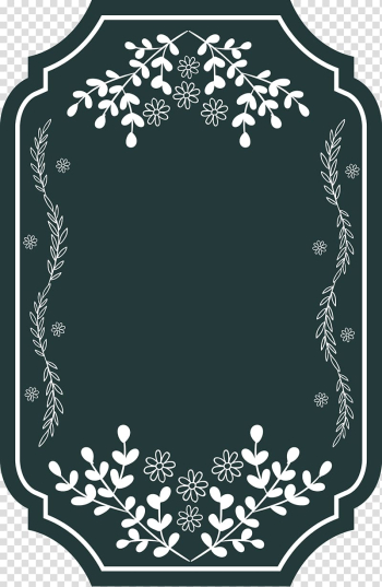 Green and white floral frame, Retro borders simple transparent background PNG clipart