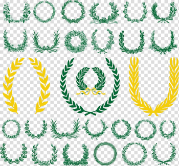 Green and yellow Laurel leaves art, Laurel wreath , Rice transparent background PNG clipart