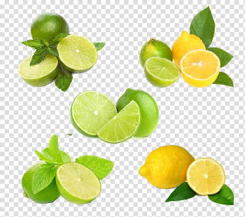 Green and yellow limes, Lemon-lime drink Key lime Fruit, Lemon HQ transparent background PNG clipart