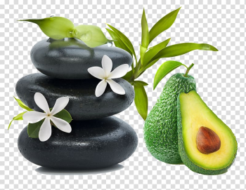 Green avocado fruits, Stone massage Day spa Therapy, Stones and melon transparent background PNG clipart