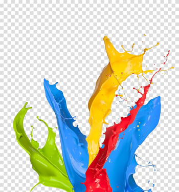 Green, blue, red, and yellow paint splash, Painting Art Aerosol paint, Colorful paint transparent background PNG clipart