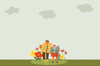 Green border background, old couple | Free PSD - rawpixel