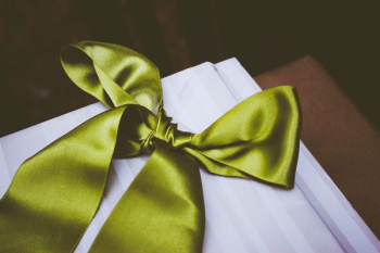 green bow tie on table green bow tie on table