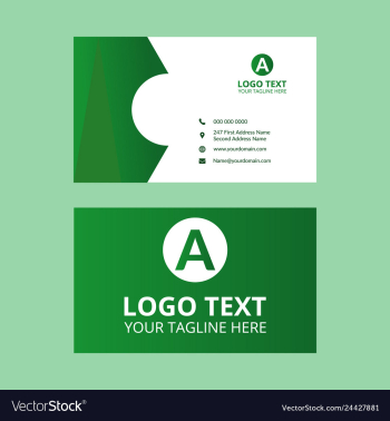 Green business card template vector image Green business card template vector image