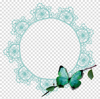 Green butterfly with round green border illustration, Butterfly Frames, butterfly frame transparent background PNG clipart