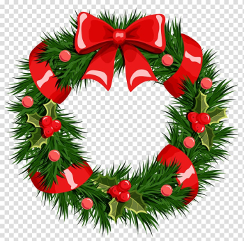 Green Christmas-themed wreath illustration, Wreath Christmas Garland , Christmas Wreath transparent background PNG clipart