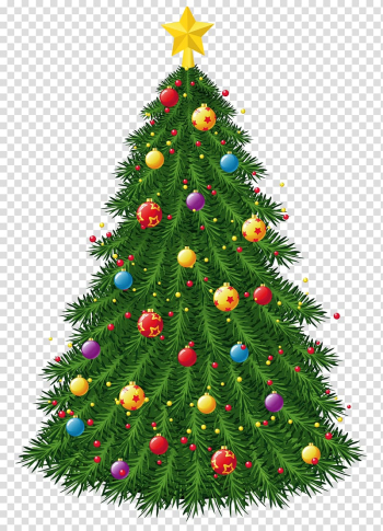 Green Christmas tree with assorted-color ornaments , Christmas tree Christmas ornament Christmas decoration, Christmas Tree with Ornaments transparent background PNG clipart