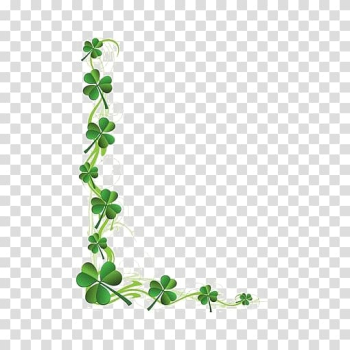 Green club frame illustration, Saint Patricks Day Shamrock Four-leaf clover , Clover frame transparent background PNG clipart