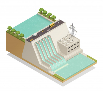 Green energy hydropower isometric composition Free Vector Green energy hydropower isometric composition Free Vector