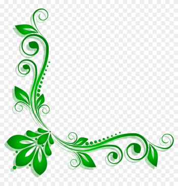 Green Floral Deco Png Clipart - Green Flower Border Png