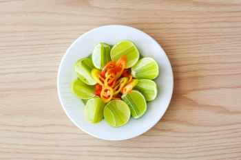 Green Fruit Slices on Plate Green Fruit Slices on Plate